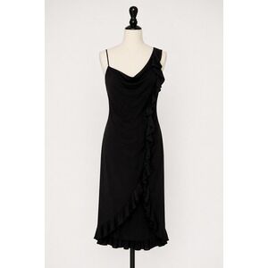 Jessica McClintock Gunne Sax Dress Black  Ruffle Midi 90s Y2K Vintage USA Made